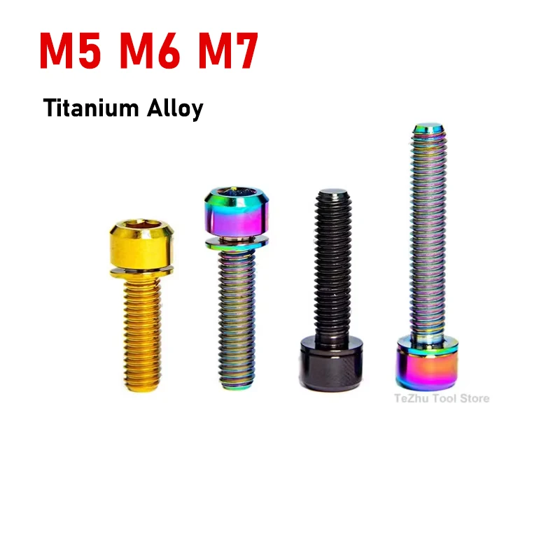 1Pcs Titanium Alloy Bolt M5 M6 M7 x16 18 20mm Mountain Bike Road Bike Fixed Handlebar Stem Screws XT XTR Crank Screw