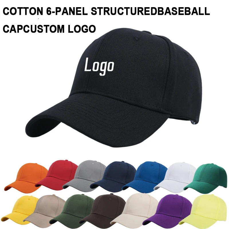 Custom Logo Cotton Baseball Cap 6 Panel Hard Top Adjustable Plain Cap for Business Gifts Team Events