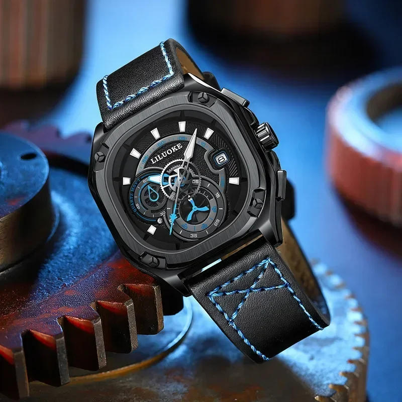 

Лидер продаж, мужские часы, квадратные высококачественные часы, мужские светящиеся водонепроницаемые мужские часы