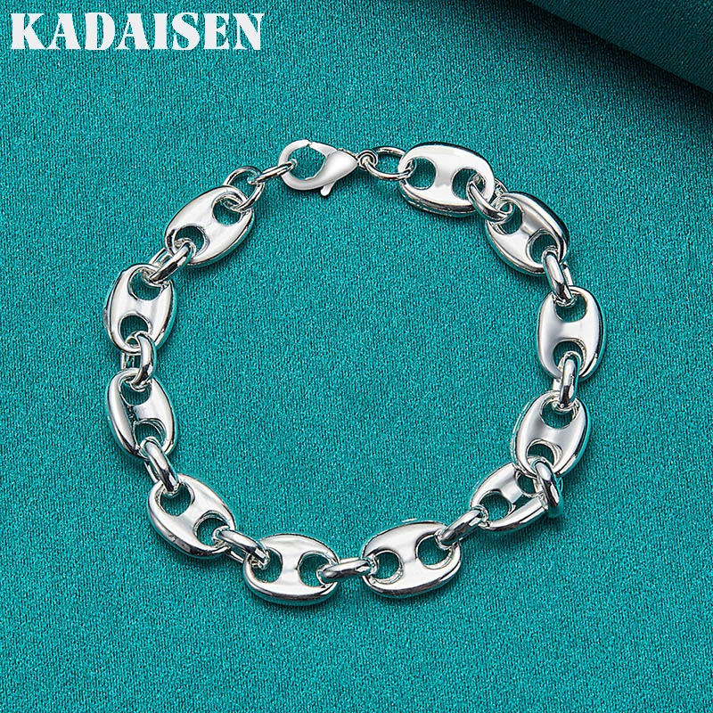 925 Sterling Silber Schweinenasen-Kettenarmband für Damen und Herren, modischer Schmuck für Hochzeiten und Partys – Detail 3