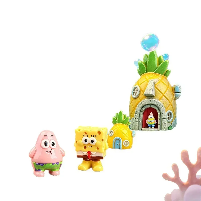 8PCS Hot Sale Kawaii SpongeBob SquarePants Series Cute Mini Model Cartoon Character Creativity DIY Model Desktop Toy Gifts view 6