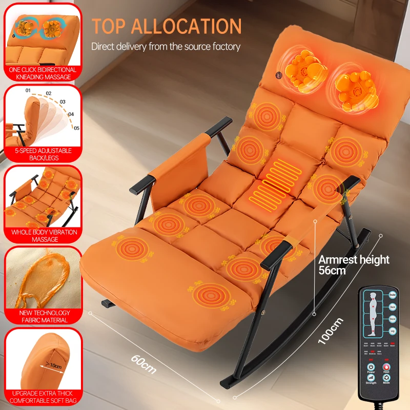 DAMEIDA Upholstered Recliner Shoulder Neck Kneading Massage Full Body Vibration Heating Comfortable Swaying Massage Chair