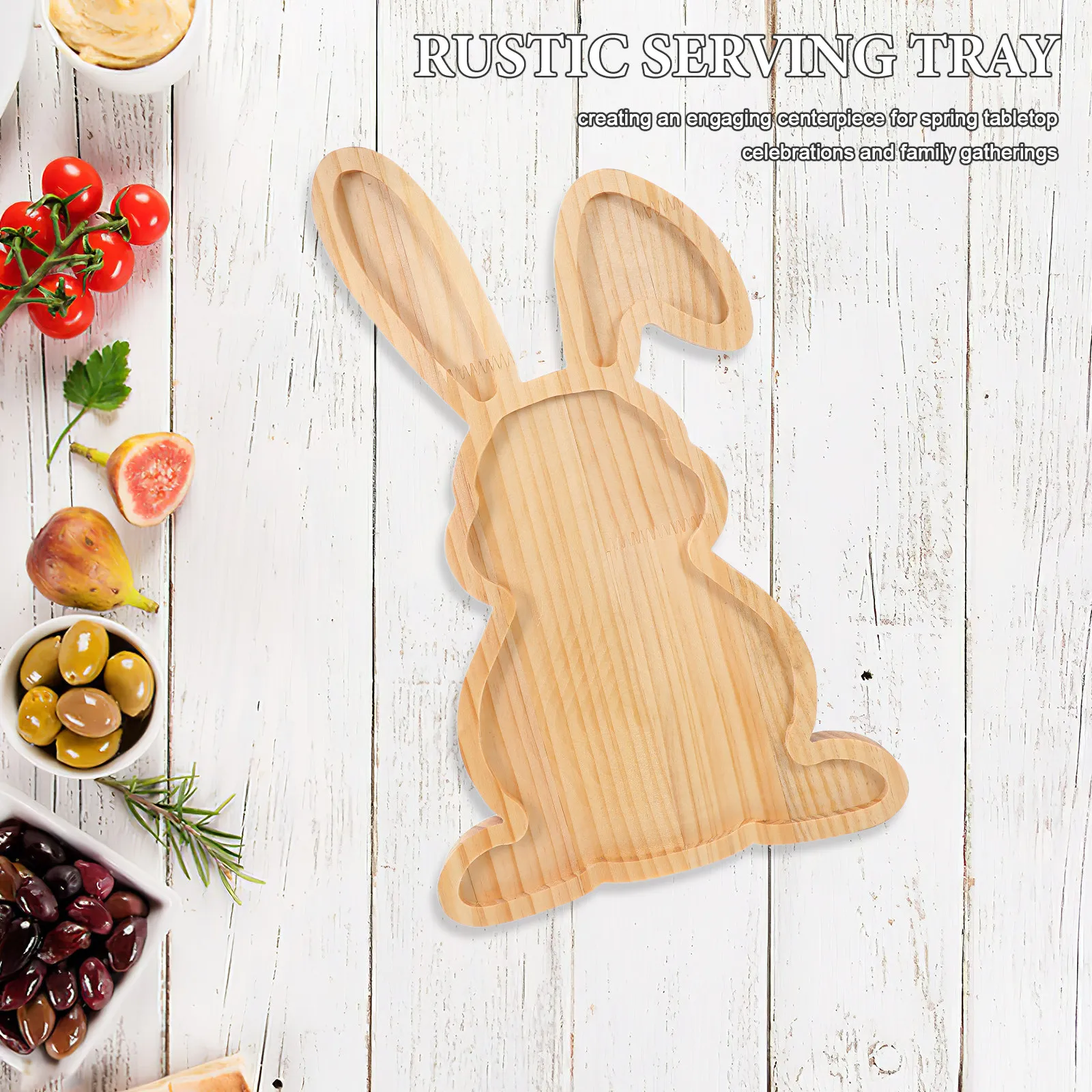 

Easter Bunny Wooden Tray Easter Bunny Plate Shaped Dish Food Serving Tray Fruit Serving Bread Display Spring Easter Decoration