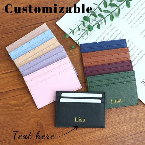 Customizable Name Letter Cross Pattern PU Simple and High-End Multi-Color Women's Gift Multi-Slot Coin Wallet Card Case