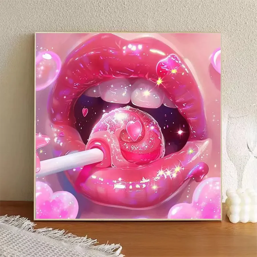 1 piece - 5D-DIY - Flocking cloth - Special drill - Diamond painting - Lip gloss, lollipop - Mosaic diamond art - view 2