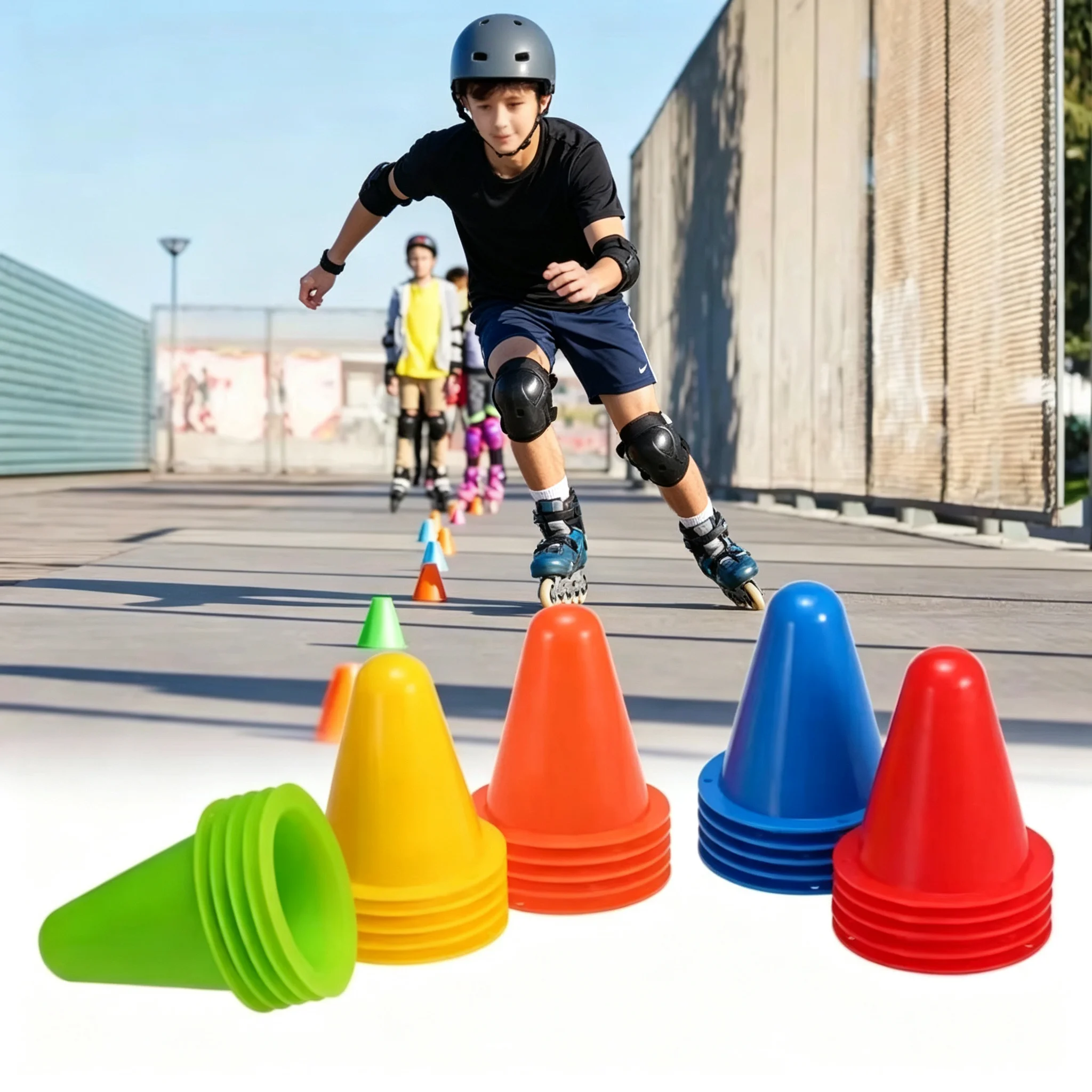 10Pcs Soft Training Road Cones Skate Marker Skating Obstacle Sports Cones For Roller Skate Football Soccer Rugby  Adult