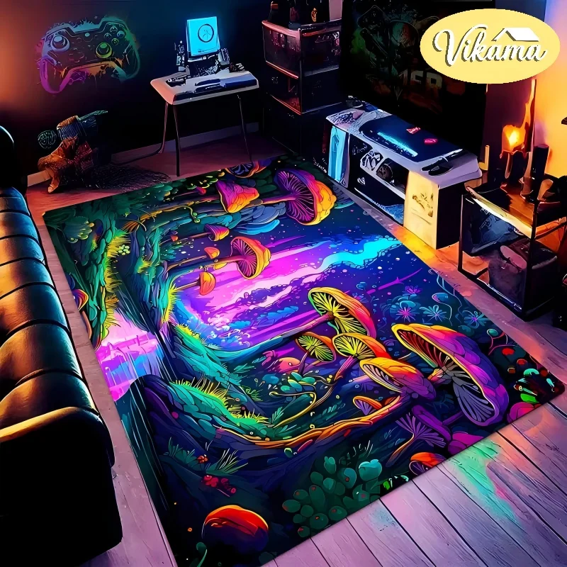 VIKAMA Enchanted Forest Rug Soft, Cosy And Non-Slip Entrance Hall Doormat Study And Gaming Room Carpet Home Décor