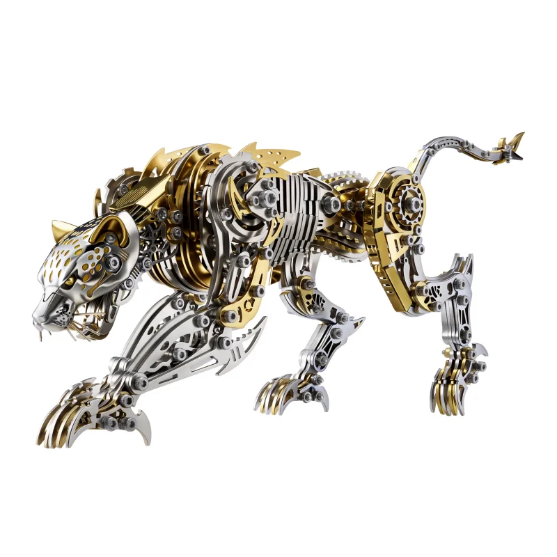 3D Model Metal Mechanical Angry Leopard Predator Model Toy DIY Assembly Animals Assembly Kit for Adults Kids