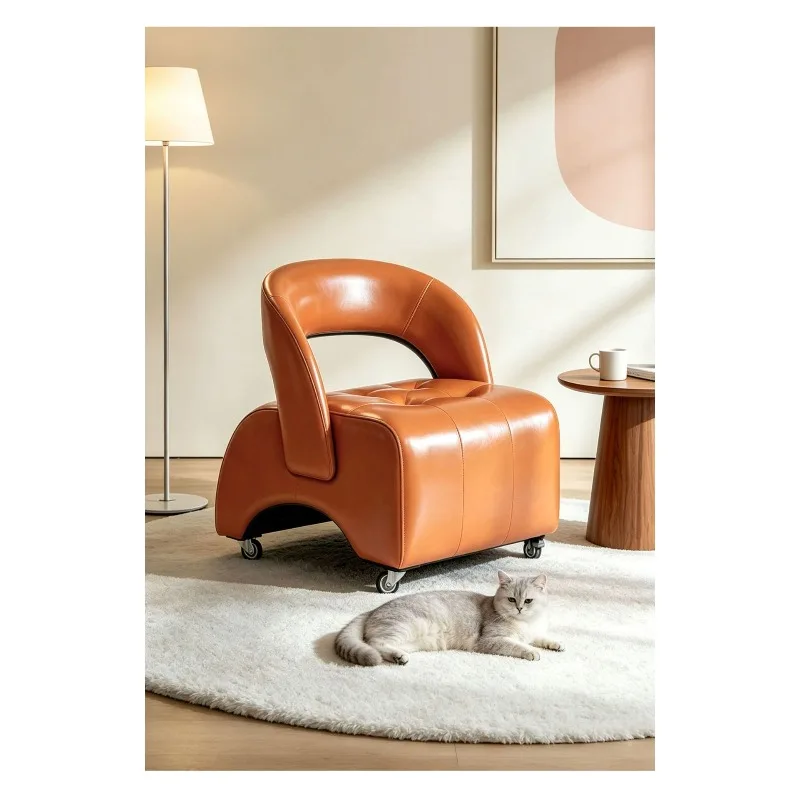 Wheeled Low Stool with Casters, Mobile Sofa Stool with Backrest for Home Living Room Shoe Changing