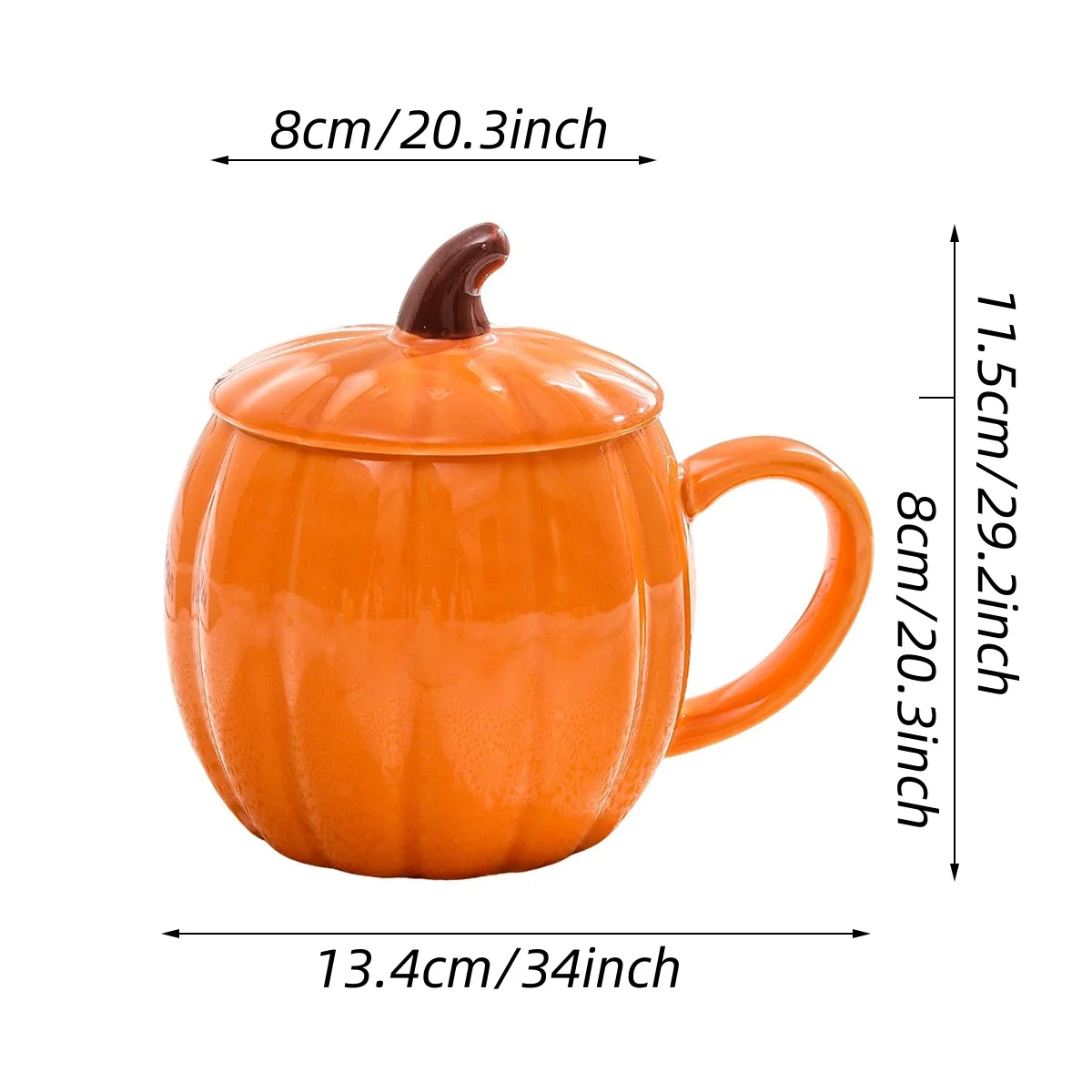 Picture 7: 1/2 PCS Cute Pumpkin Ceramic Mug with Lid, 450ml, Coffee Water Milk Oatmeal Cup, Gift for Christmas Halloween Easter Kids