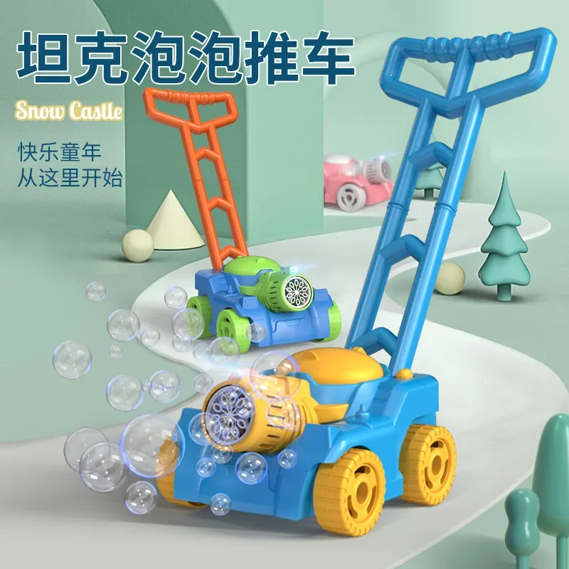 Carrello per macchine per bolle Carrello per tosaerba Auto elettrica automatica per bolle di sapone Auto Giochi estivi per feste all'aperto Giocattoli per bambini