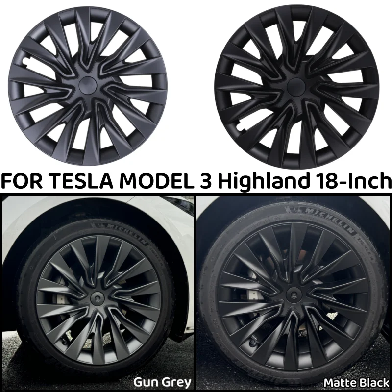 4PCS 18-Inch HubCap for New Tesla Model 3 Highland 2024 Performance Replacement Wheel Cap Automobile Full Rim Cover Accessories