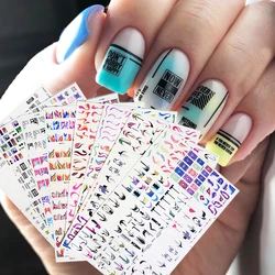 12 patterns Amor Letters Nail Art Slider Decals Russian Inscriptions Transfer Water Decals Tattoo Sliders For Nails