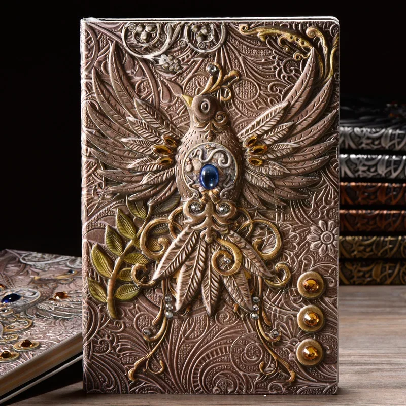 stereoscopic relief The Magic of European Vintage Witches Notebook A5 Bronze Bird Nostalgia Inner Page notebooks for students