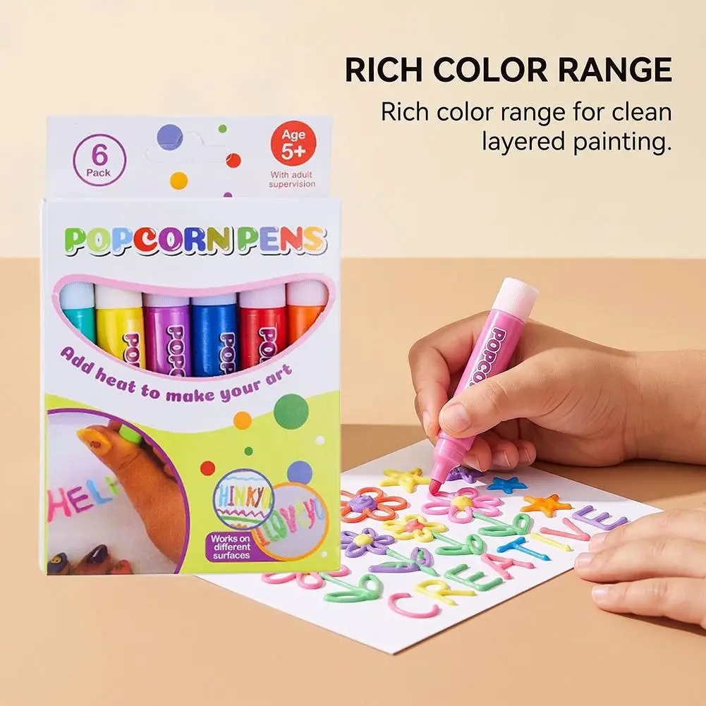Popcorn Pen Set 3D Art Pen Creative Markers For Children Drawing Multifunctional Foam Marker Pen Exotic Popcorn Pen