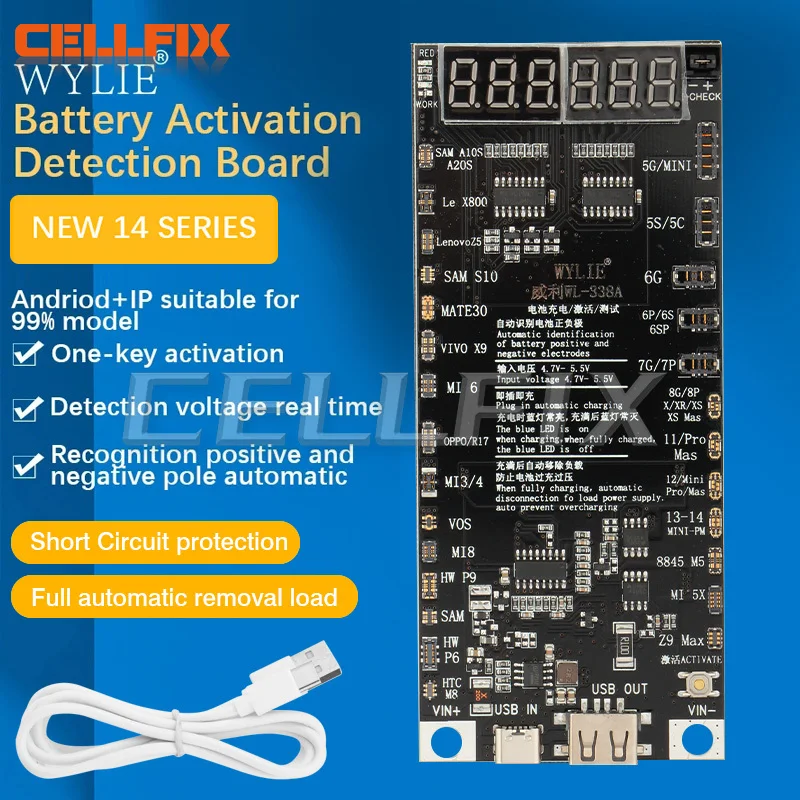 

WYLIE WL-338A Battery Activated Detection Board Battery Fast Charge For Android & iPhone 5G-14 Pro Max One-click Activation