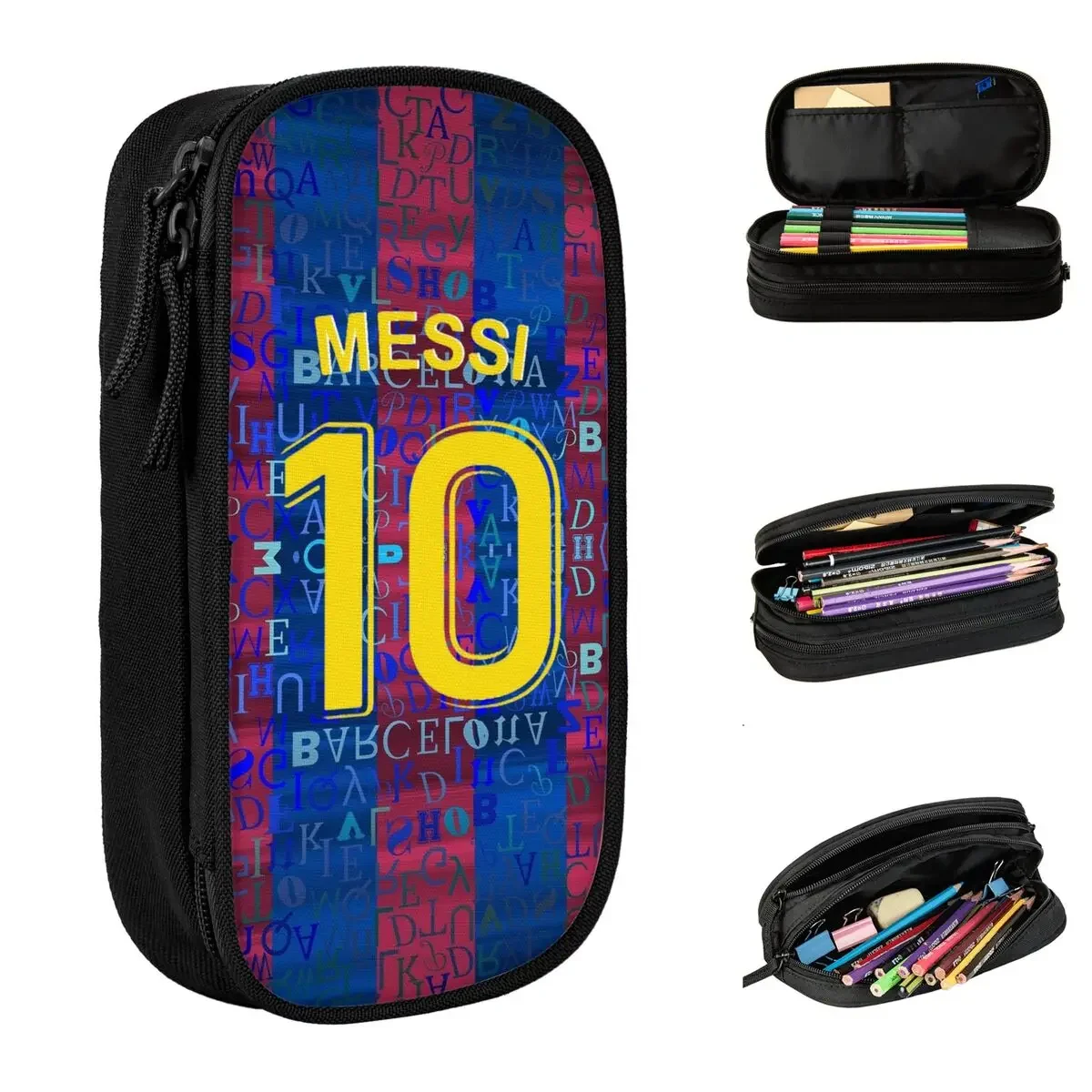 Argentina Number 10 Football Soccer Pencil Cases Messi Pen Holder Bags Girls Boys Large Storage Students School Pencilcases