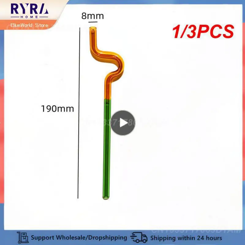 1/3pcs צנרת זכוכית לא רעילה צבעונית ביטחון תפקודי קש