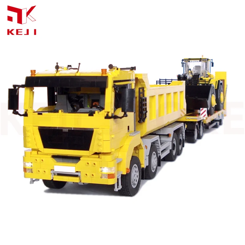 KEJI MOC-2918 MAN TGS 8x4 Dump Truck MOC-2931 Trailer Engineering Vehicle Model Building Blocks Bricks Kits Boys Christmas Gifts