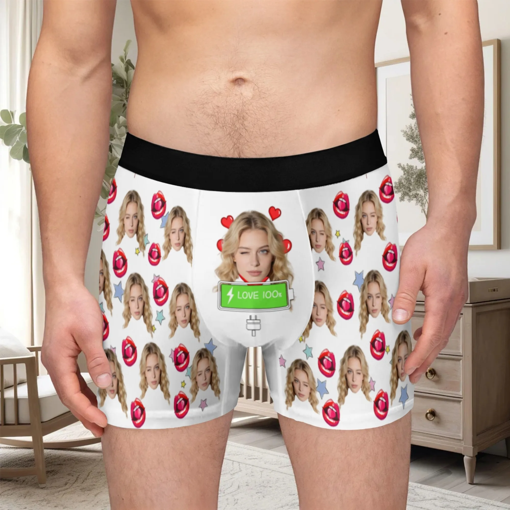 Personalized Face Photo Underwear Custom Heart Boxer Briefs Custom Men Valentine's Day Gift For Husband Anniversary