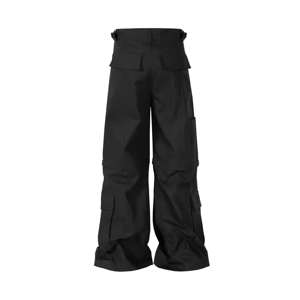 American High Street Faion Flared Cargo Sle Wide Leg Pants Bell Bot Multi ket Zipper Detachable Workwear Trousers