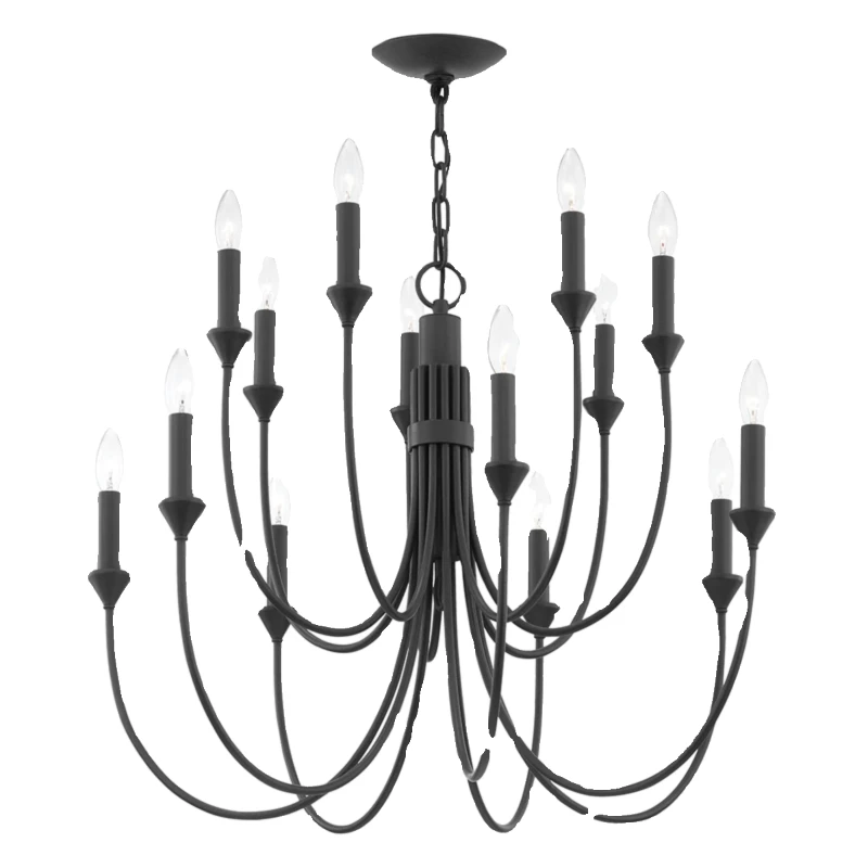 

American minimalist wrought iron chandelier, French retro atmosphere creative designer Internet celebrity dining room living