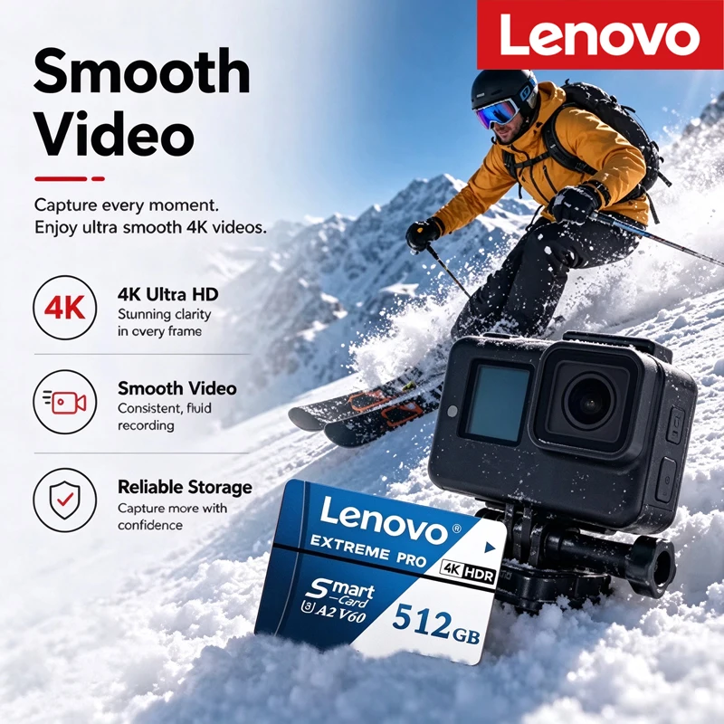 Lenovo 2TB 1TB  TF SD Memory Card 4K Full HD for Phone Camera Drone 64GB 128GB 256GB 512GB High-Speed U3 V60 Flash Card