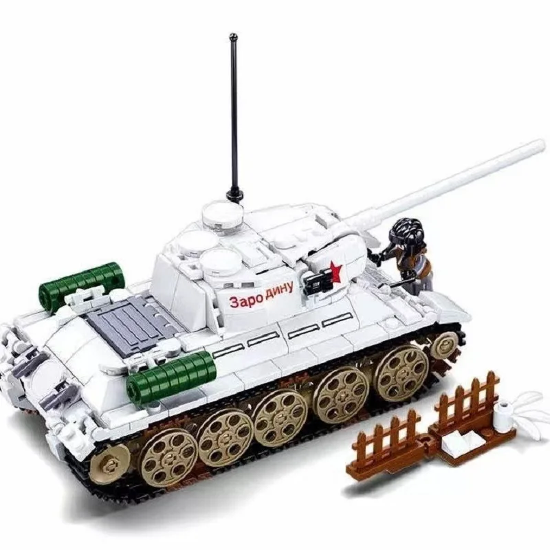 Sluban World War II Military Weapon Medium Tank T34-85 Building Blocks Kids DIY Educational Bricks Toys Gifts For Children Boys