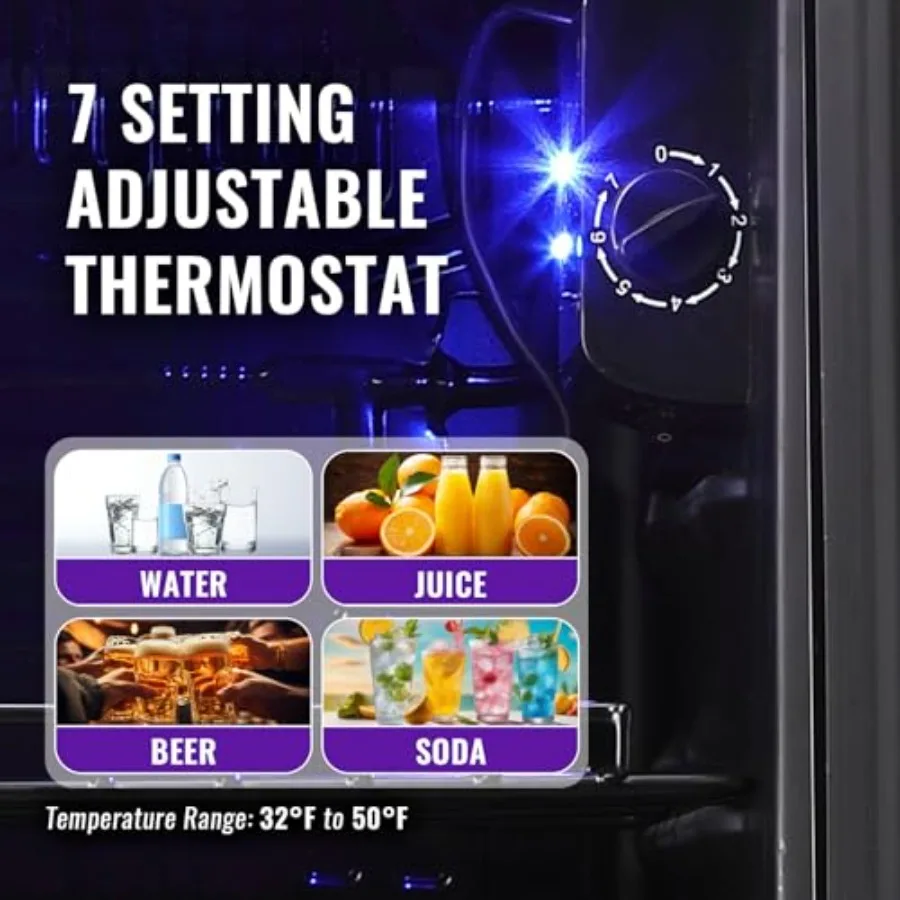 ثلاجة مشروبات 3.5 قدم مكعب، ثلاجة صغيرة مع باب زجاجي لصودا البيرة أو آلة تبريد المشروبات الصغيرة مع شفافة