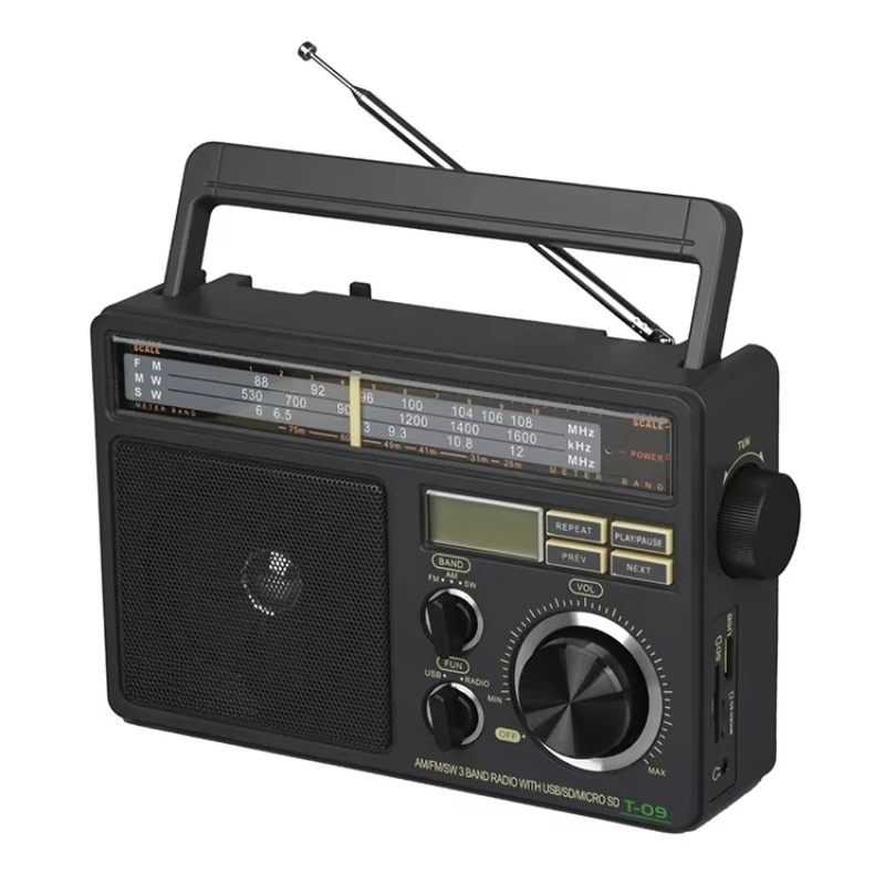 

Best Quality Portable Radio Retro Anti-jamming High Power Professional USB/MP3/sd Card Retro Style Radio Multi-band Radio