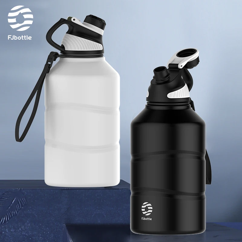 FEIJIAN borraccia sportiva di grande capacità 2.2L (74Oz) bottiglia d\'acqua a strato singolo in acciaio inossidabile con Design accurato del