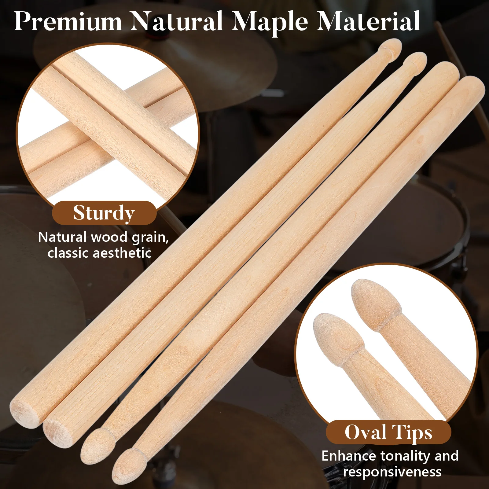 4 قطعة عصي طبلة خشب القيقب أداة قرع مابل الطبل لملحقات الطبل مرحلة الأداء تصميم سلس