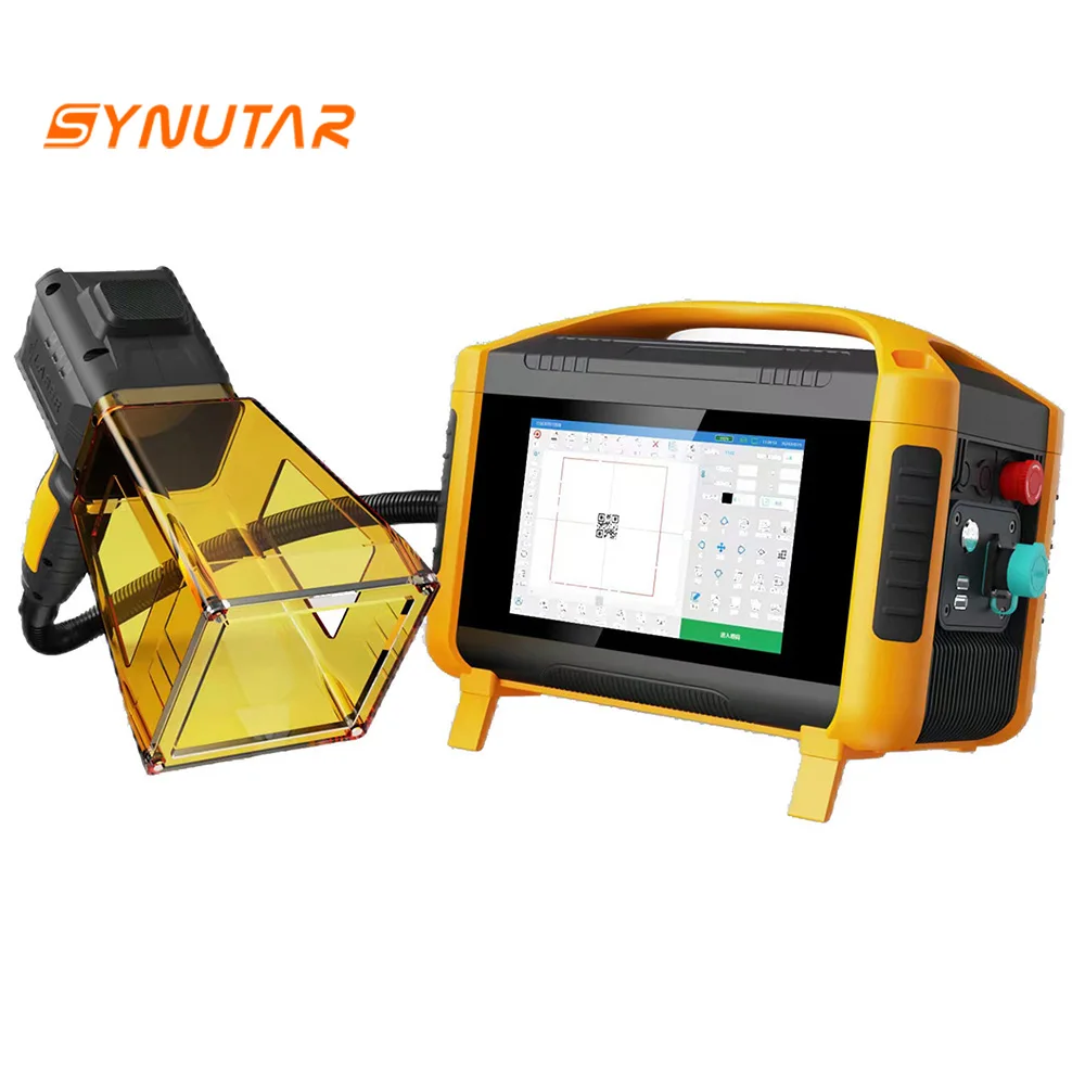 Handheld fiber laser marking machine with adjustable tabletop stand - a compact and versatile solution for precision marking