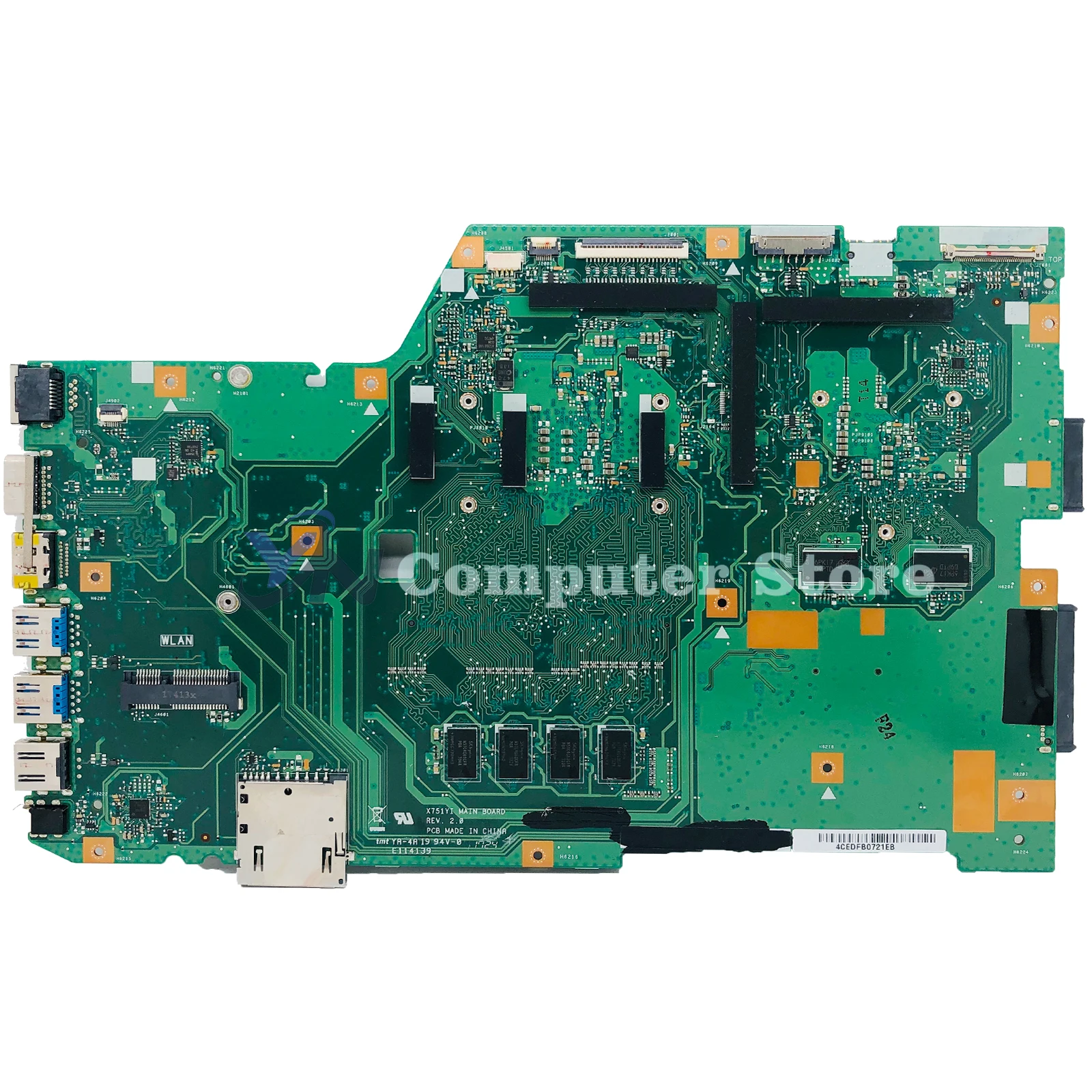 X751YI Mainboard For ASUS X751BP X751Y K751BP X751B Laptop Motherboard With A6-7310 E1-7010U 4GB-RAM 100% Working Well