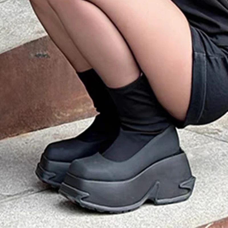 جديد الأحذية النسائية منصة أحذية عالية الكعب 2025 مصمم جورب أحذية الشتاء مضخات القوطي تشيلسي الأحذية أحذية مشي Mujer بوتاس #3