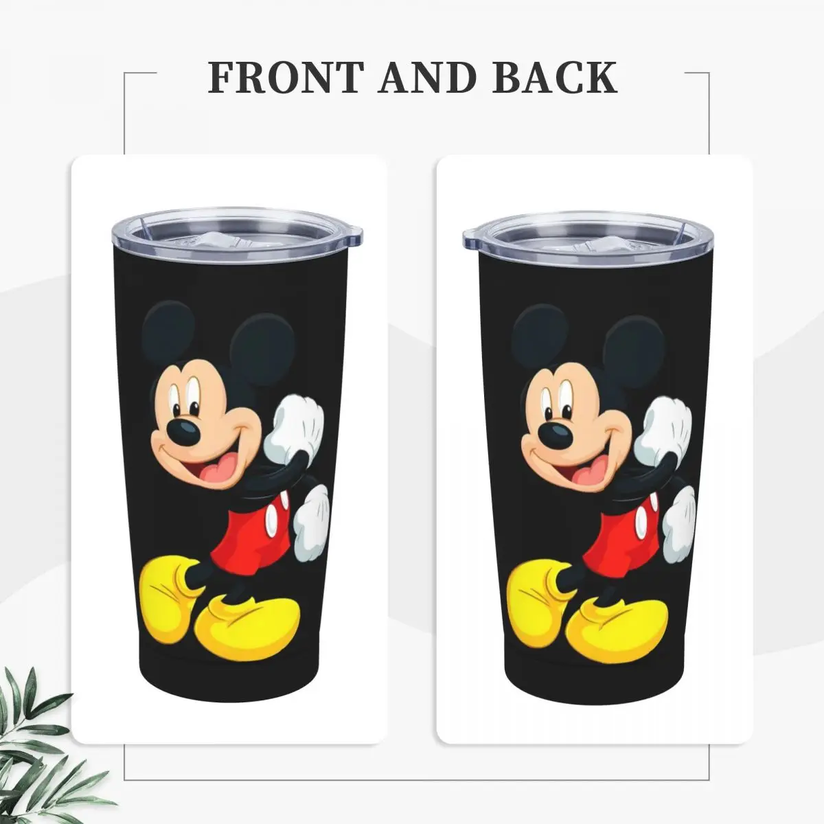 Stainless Steel Tumbler Mickey & Minnie Mugs Cup With Straws Travel Cold Drink Water Bottle Portable Large Capacity Thermal Cups