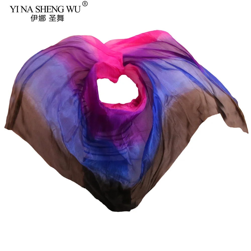 1 قطعة 100% الحرير الحقيقي الرقص الشرقي الدعائم مرحلة الأداء الحجاب ارتفع + الأرجواني + الأزرق الملكي + الأسود الرقص الشرقي الحرير الحجاب 250/270 سم * 114 سم #3