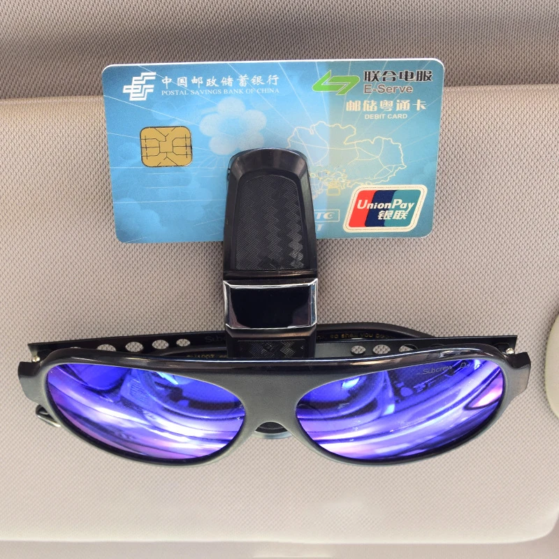 Car Glasses Case Universal Car Sun Visor Glasses Holder Sunglasses Clip Card Ticket Eyeglasses Holder Auto Interior Accessories