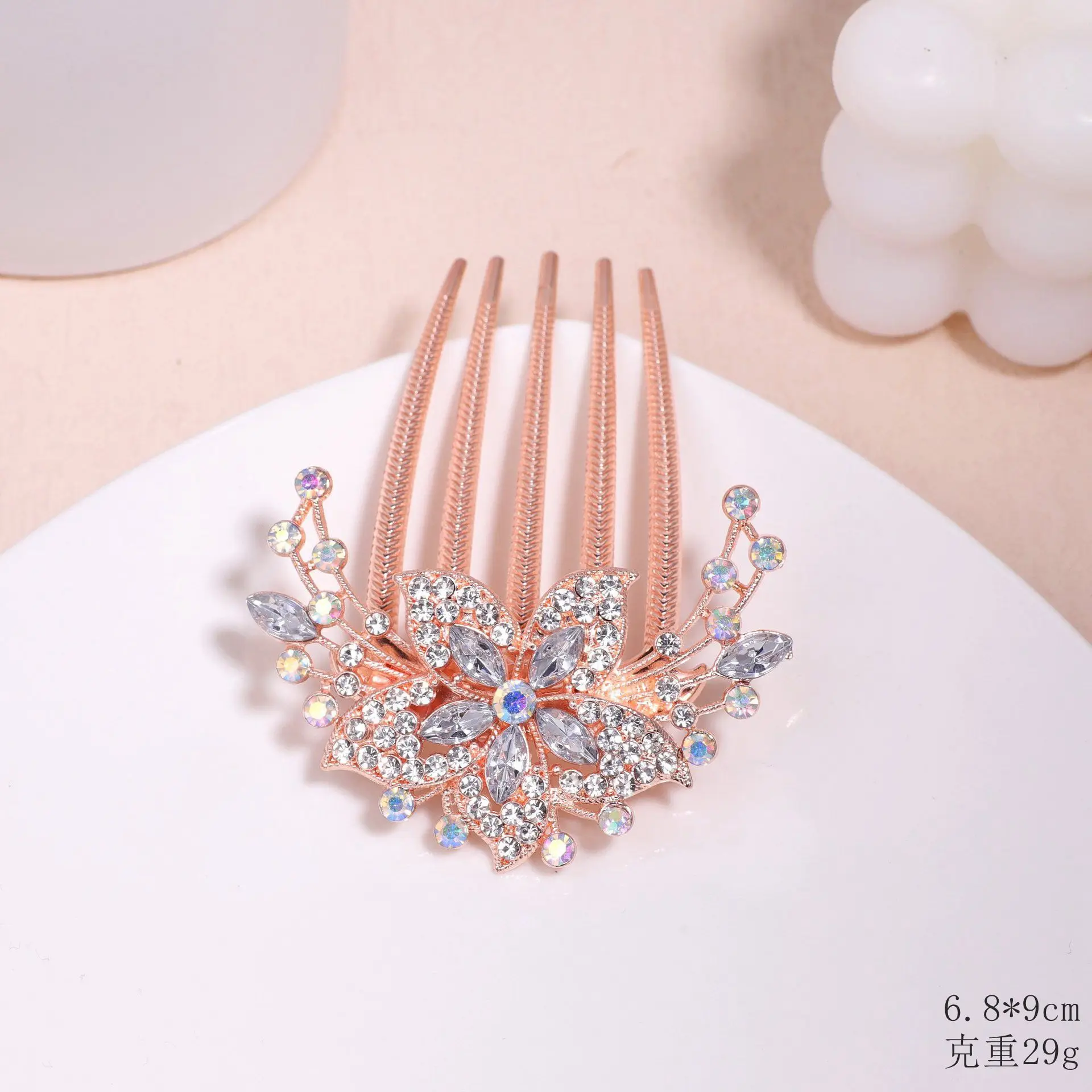 Alloy Color Rhinestone comb Korean version of the new style hair ornaments crystal five-tooth comb pin pony plate hair fork