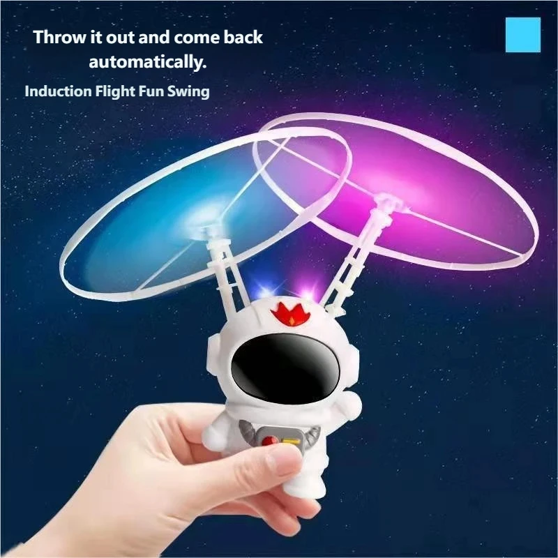 Lewitujący, świecący, latający robot astronauta - zabawka, zdalnie sterowany dron, interaktywny z oświetleniem, zabawki z helikopterem USB.
