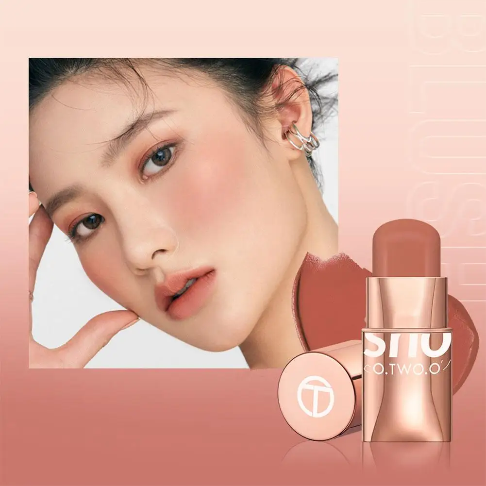 Smoky Rose Blush Stick Cream, Smooth Cheek Tint, Abricot, Natural Blush, Monochrome Contour, Nude Makeup, 256 Face, 1Pc, K8C7