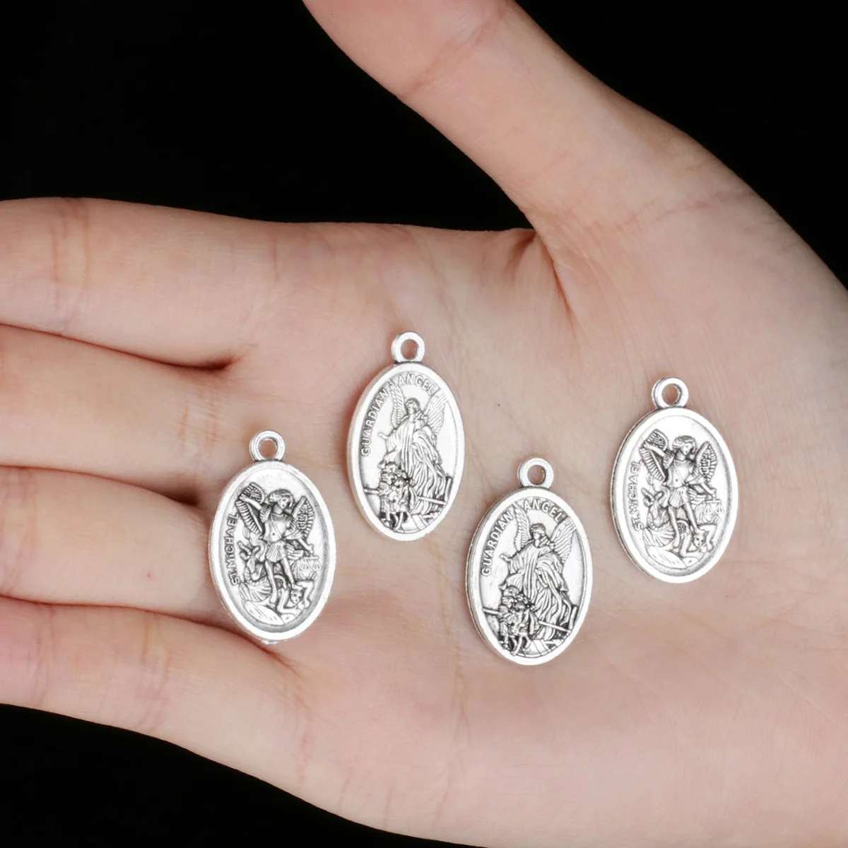 10Pcs The Archangel St.Michael Charms Christian Guardian Angel Medal Pendants Jewelry for DIY Making Accessories