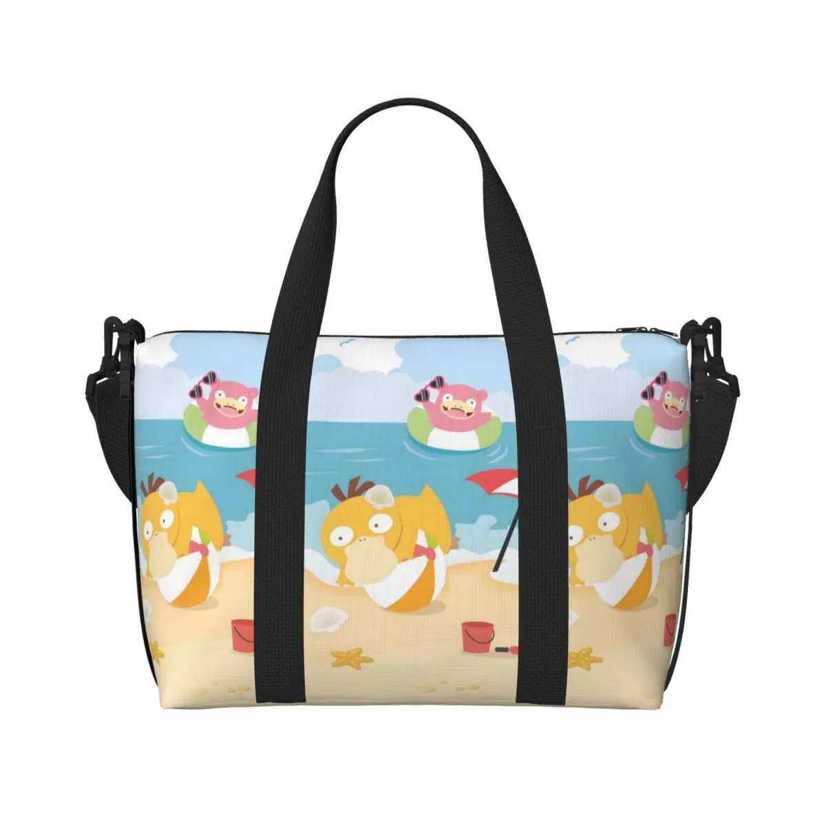 

Большая большая сумка P-Psyducks на заказ, женская сумка-тоут в стиле аниме для покупок, пляжная дорожная сумка для спортзала