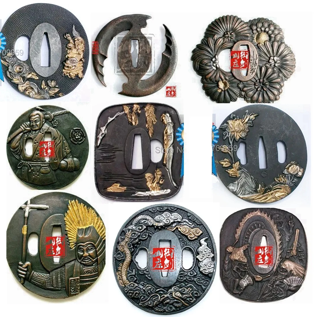 Wonderful Alloy Carved Tsuba Guard Replace Fittings for Japanese Samurai Wakizashi Sword Katana Handguard DIY Accessory