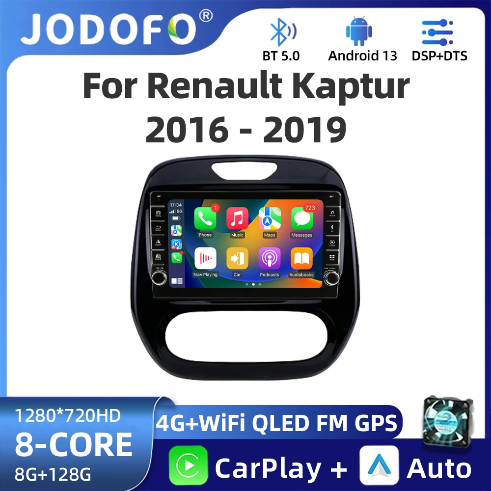 

for Renault Kaptur 2016 - 2019 Car Radio Video Mulltmedia Player GPS Android OS Carplay WiFi DSP Stereo BT QLED IPS Touch Screen