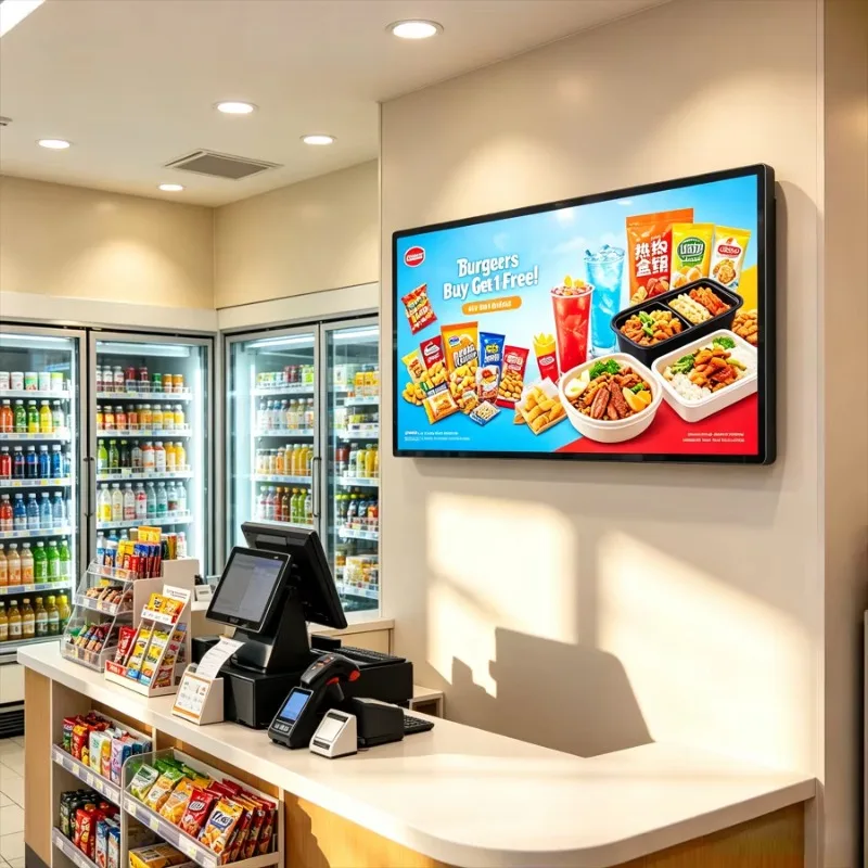 27 Inch Wall Mount LCD Advertising Player, Non Touch Digital Display Support USB HD Input for Supermarket Product Promotion