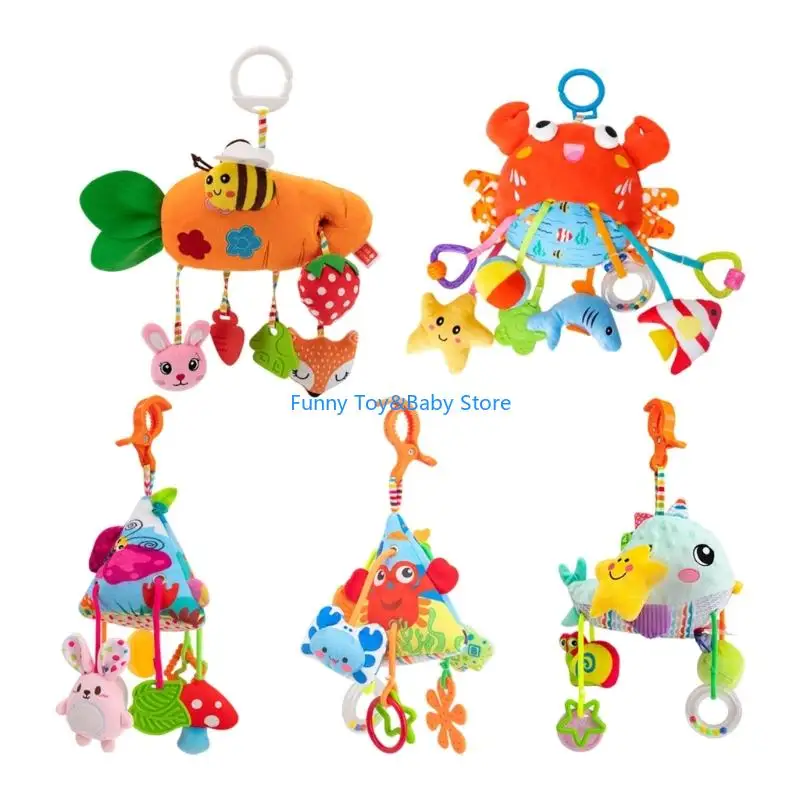 Jouet suspendu pour poussette avec hochet apaisant pour nouveau-nés, berceau interactif Mobile pour le développement visuel