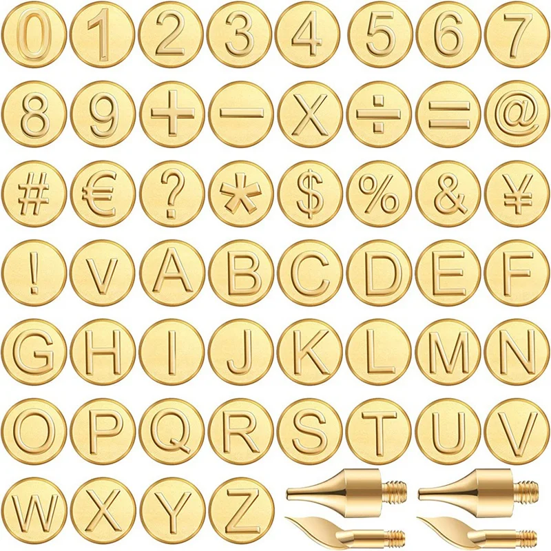 Promoção! Wood Burning Dica Set para Wood Craft, DIY Embossing Carving, Número do alfabeto, incluindo o número, 56 pcs