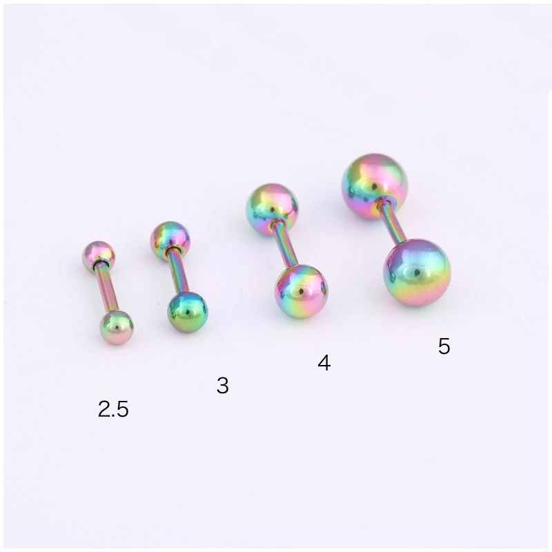 Mini 2 Balls Needl 1.2 mm 2.5 3 4 5 MM Brief Screw-back Stud Earrings Material Stainless Steel For Men Women No Fade Allergy