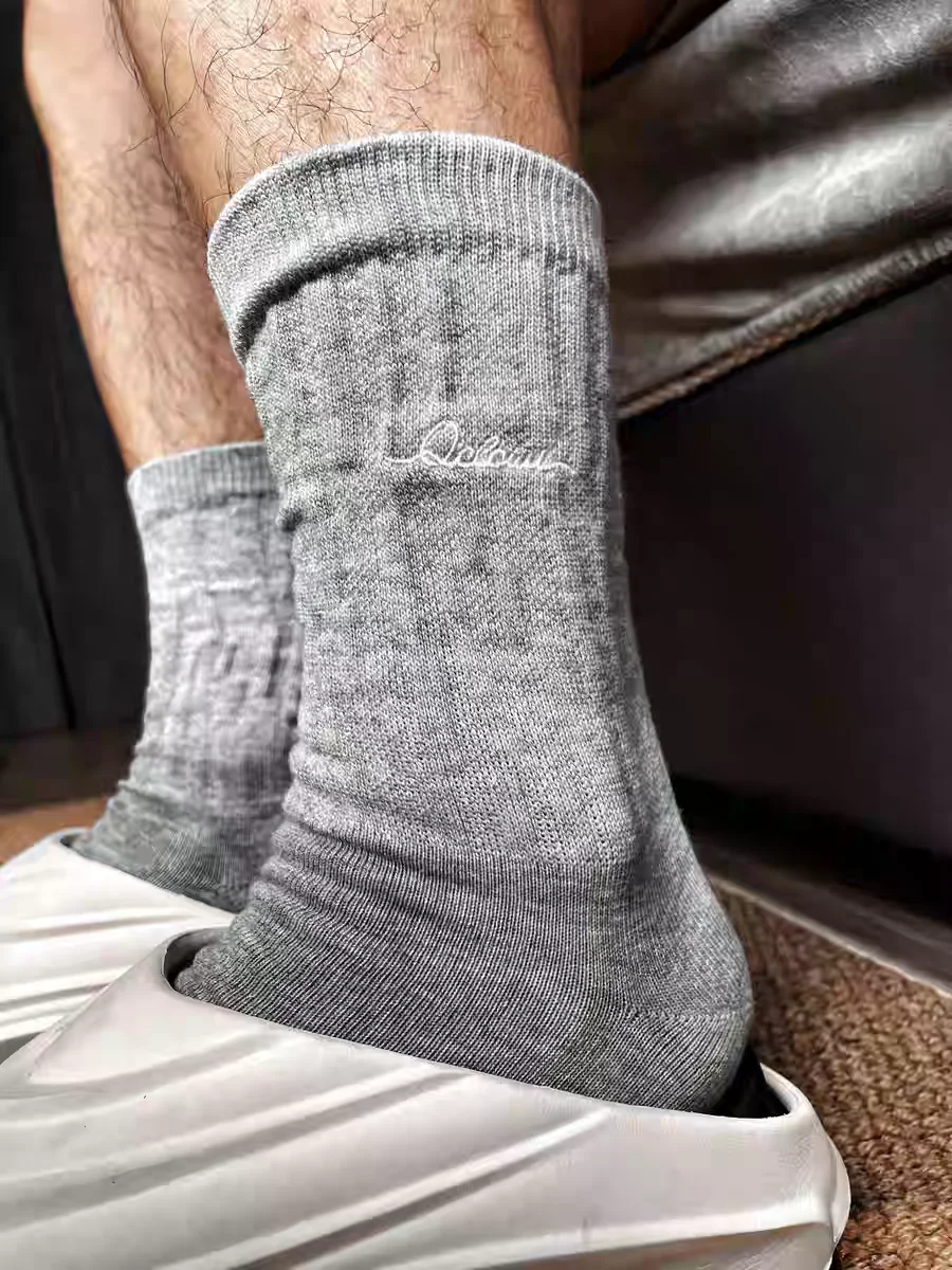 メンズコットンワークソックス、クッション性のあるロングスポーツ通気性アンクルクルーソックス、メンズカジュアルソックス、自転車ソックス